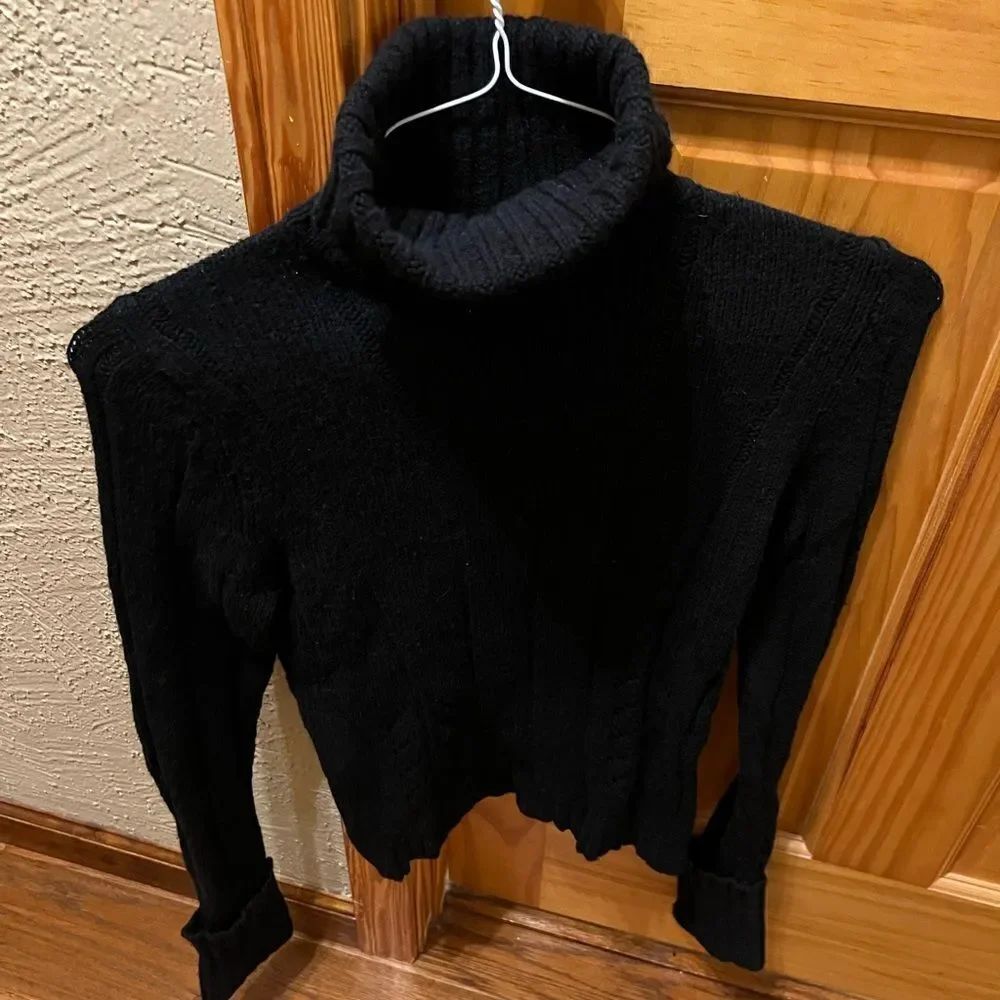 Express size small vintage black sweater with open weave spots on stomach